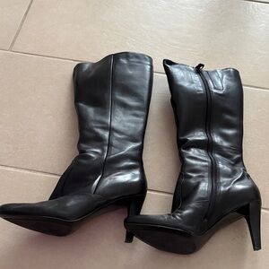 ECCO Sculpted LX 55 Black Leather Knee High Stiletto Boots Tall Dress Boot 39